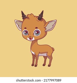 Illustration of a cartoon dik dik on colorful background