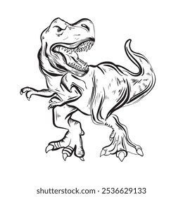 illustration of cartoon dinosaur illustration art black and white