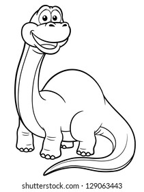 illustration of Cartoon dinosaur - Coloring book