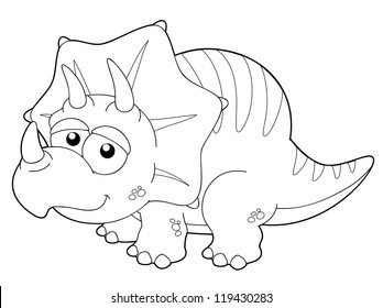 illustration of Cartoon dinosaur outline