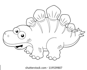 illustration of Cartoon dinosaur outline