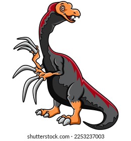 Illustration of cartoon dinosaur therizinosaurus