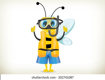 Illustration of cartoon diver bee