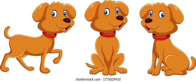 Illustration of cartoon dog collection set