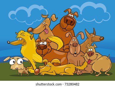 illustration of cartoon dogs group