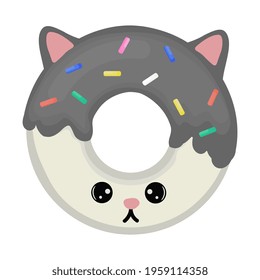 Illustration Cartoon Donut Form Cat Isolated Stock Vector (Royalty Free ...