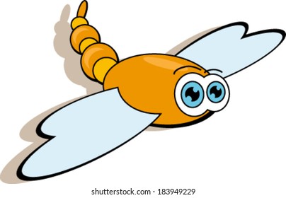 Illustration of cartoon dragonfly.
