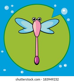 Illustration of cartoon dragonfly.