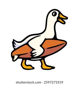 illustration cartoon duck with surf board