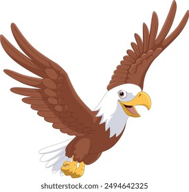 Illustration of a cartoon eagle flying