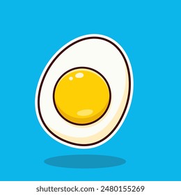 illustration cartoon egg on blue background
