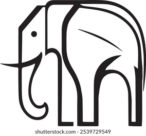 Illustration of the cartoon elephant contour icon