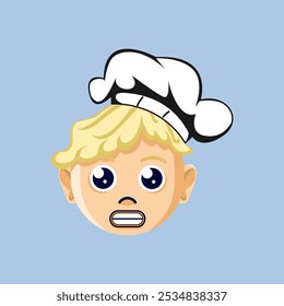 Illustration of a cartoon emoji of a grinning chef. Suitable for use as a sticker, children's picture book icon, and to complement graphic design work.