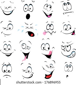 illustration of cartoon faces on a white background svg
