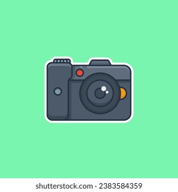 Illustration Cartoon Flat Icon Camera for icon needs or sticker ready to print for any needs in white color