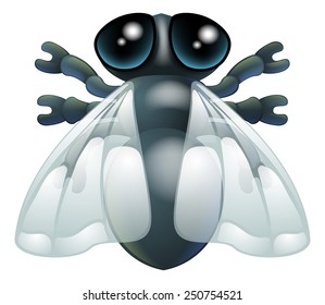 An illustration of a cartoon fly bug character