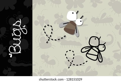 Illustration Of Cartoon Fly, Vector Silhouette