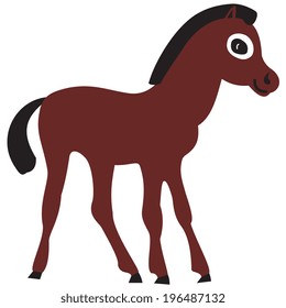 Illustration of cartoon foal on a white background