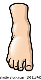 Illustration of a cartoon foot in a frontal view. Eps 10 Vector.