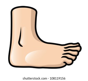 Illustration of a cartoon foot in side view with toes slightly raised. Eps10 Vector.