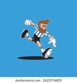 ilustração Cartoon Futebol Jogador Chutando