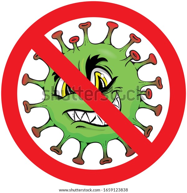 Illustration Cartoon Forbidden Corona Virus Microorganism Stock Vector ...