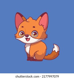 Illustration of a cartoon fox on colorful background