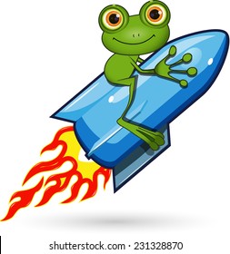 Illustration of a cartoon frog on the Rocket