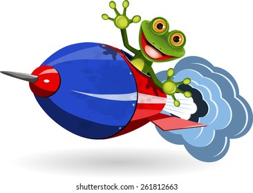 Illustration of a cartoon frog on the Rocket