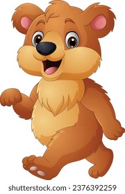 Illustration of cartoon funny bear walking 