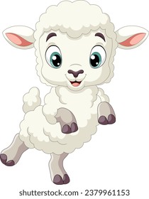 Illustration of cartoon funny lamb jumping