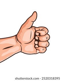 illustration of a cartoon gesture thumb hand isolated on white background.element thumb finger index.thumb up like 