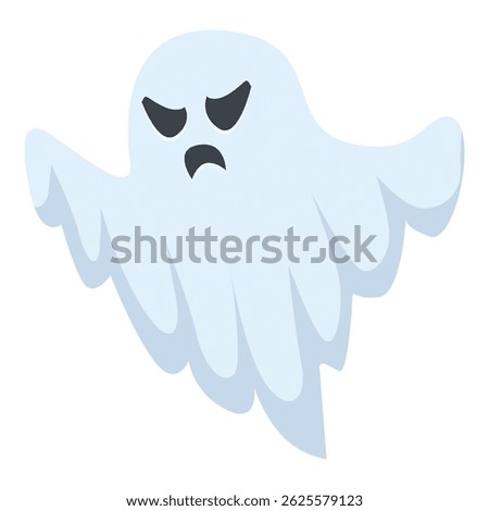 Illustration of a cartoon ghost with an angry expression