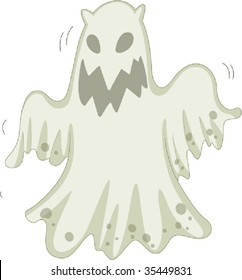 illustration of cartoon ghost on white