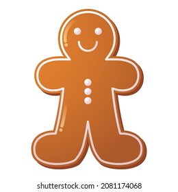 Illustration of cartoon gingerbread cookie, isolated on white background