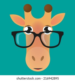 Illustration of a cartoon giraffe avatar wearing glasses