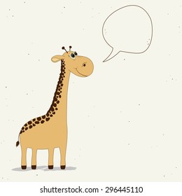Illustration of cartoon giraffe with speech bubble