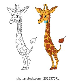 illustration of cartoon giraffe.Vector