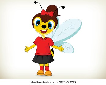 Illustration of cartoon girl bee