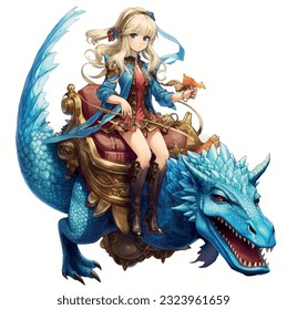 illustration of a cartoon girl with a dragon painting
