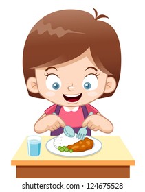 illustration of Cartoon Girl eating
