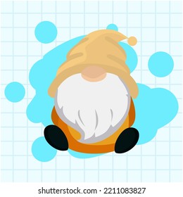illustration cartoon gnome with brush paint background.Cute and festive Autumn gnome vector illustrations 