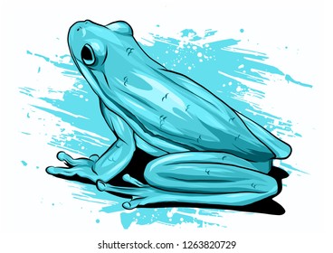 illustration a cartoon Green Frog drawing vector