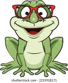 illustration of cartoon green frog. Each part on a separate layer.