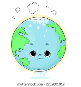illustration of cartoon green planet global warming