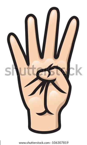 Illustration Cartoon Hand Holding Four Fingers Stock Vector (Royalty ...