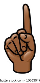Illustration of a cartoon hand holding up one finger. Eps 10 Vector.