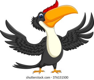 illustration of Cartoon happy bird toucan 