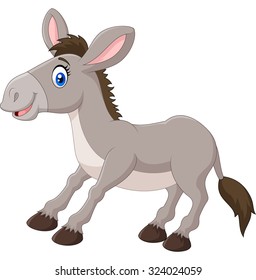 Illustration of a cartoon happy donkey 