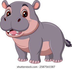 Illustration of cartoon happy hippo